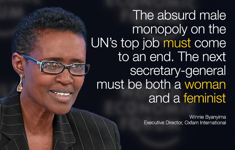 Oxfam's tweet photo. Ban Ki-moon @UN Secretary General says his replacement should be a #woman https://t.co/9Ci5Z0NBDb We agree! #She4SG https://t.co/VtTwVvykng