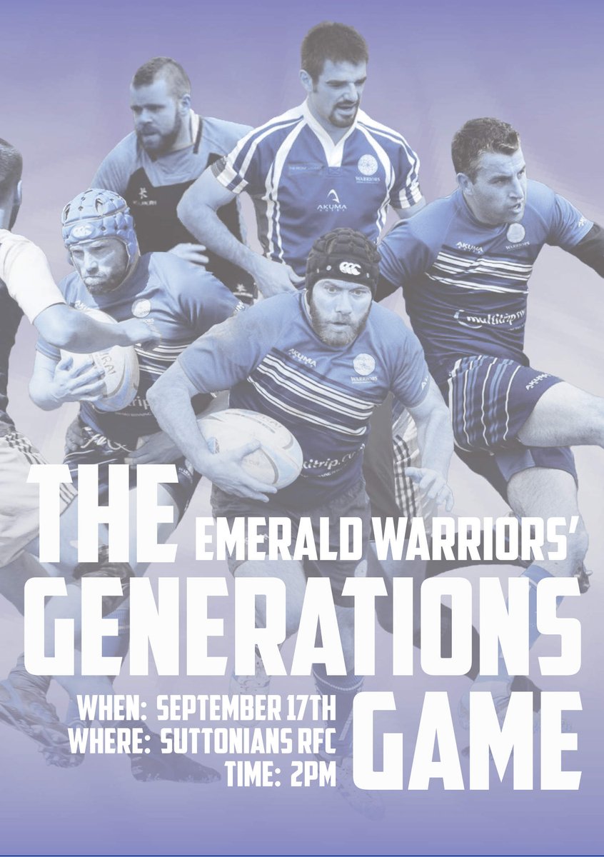 ewrfc's tweet image. Save the Date! Will be a great day &amp;amp; night of fun #GenerationsGame #Rugby #beawarrior #Fun bit.ly/2bnWQEF