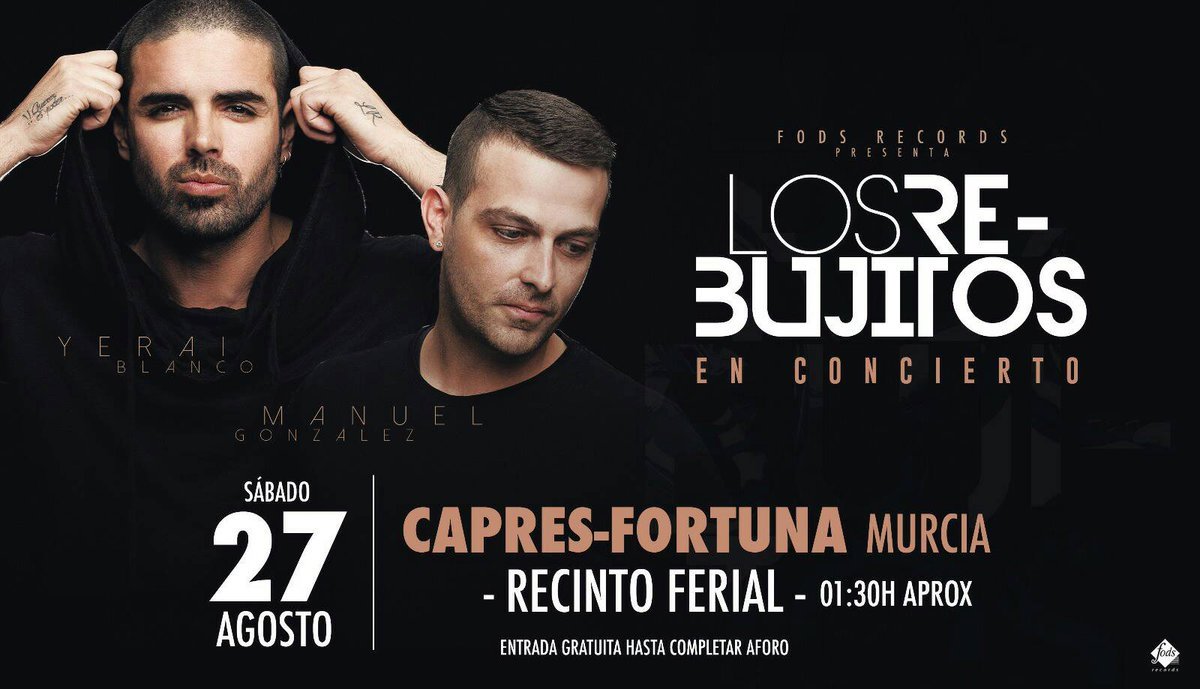 MAÑANA sábado 27 de agosto <a href="/LosRebujitos/">Los Rebujitos</a> en concierto en Capres-Fortuna (Murcia)