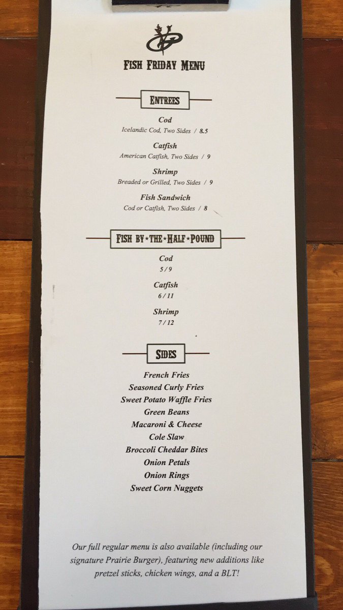 PrairiesGC's tweet image. "Fish Friday" is back!!!

All Beer $1

Full Menu Posted Here! ⬇️⬇️⬇️