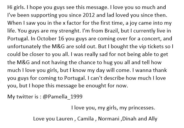 Pamzooka's tweet image. @FifthHarmony @LaurenJauregui  @camilacabello97 @NormaniKordei @AllyBrooke @dinahjane97 Pfv me ajudem gente 💗
