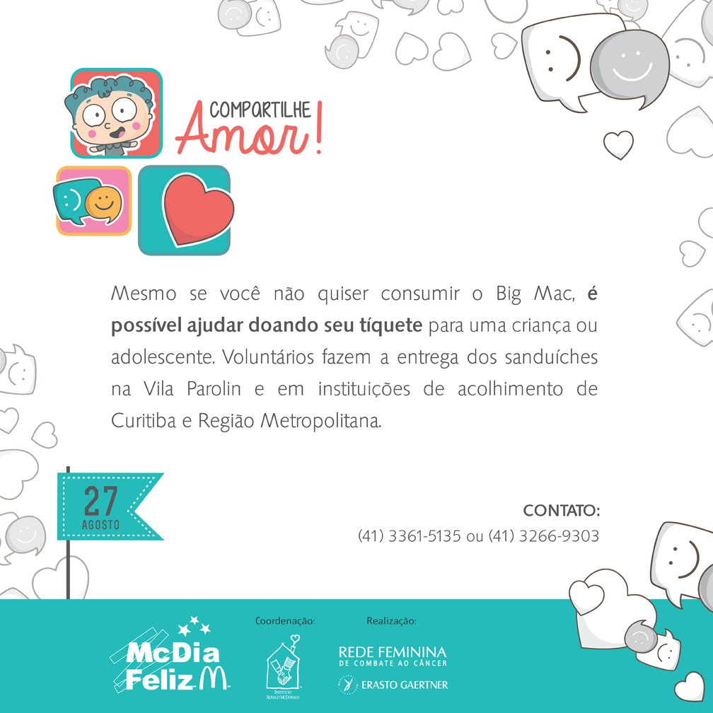 herastogaertner's tweet photo. Não consome o sanduíche? Sem problemas, doe seu tíquete! #McDiaFeliz2016 #Curitiba #HospitalErastoGaertner https://t.co/LvdcFCFqW7