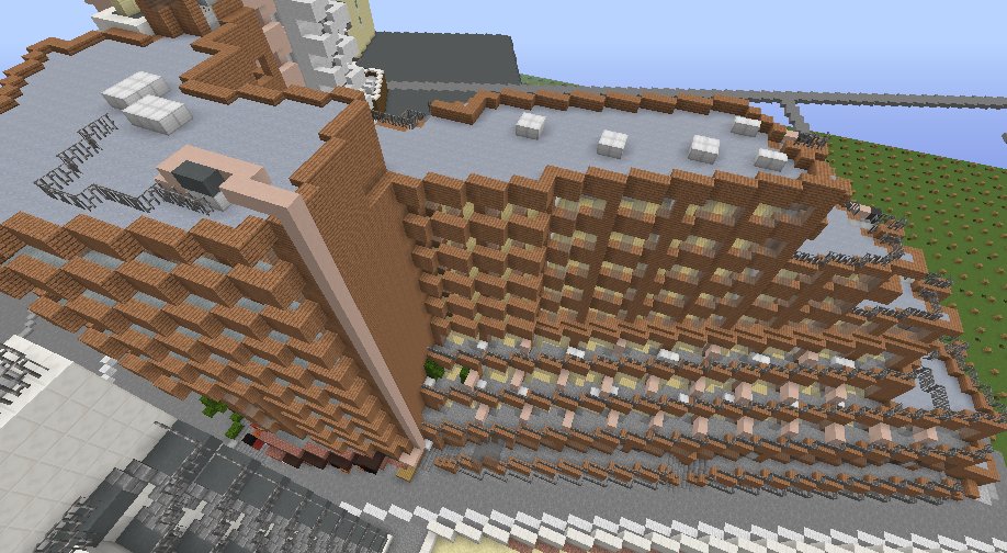 西新宿再現サーバー Minecraft マインクラフト 西新宿 再現鯖 2週間ほど かけてようやく完成 W ライオンズマンション西新宿 斜め建築で複雑な階層を持つマンションはもうこりごりです W
