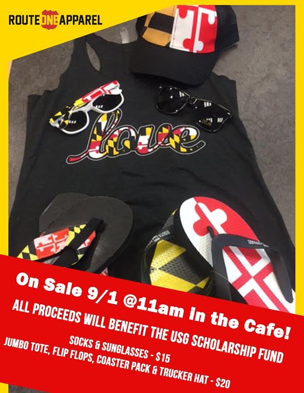 sgPublicHealth's tweet photo. Stop by the cafe on 9/1 to purchase Maryland Gear and support USG Scholarship Fund! #USGWelcomeWeek https://t.co/cDreq1lqXe