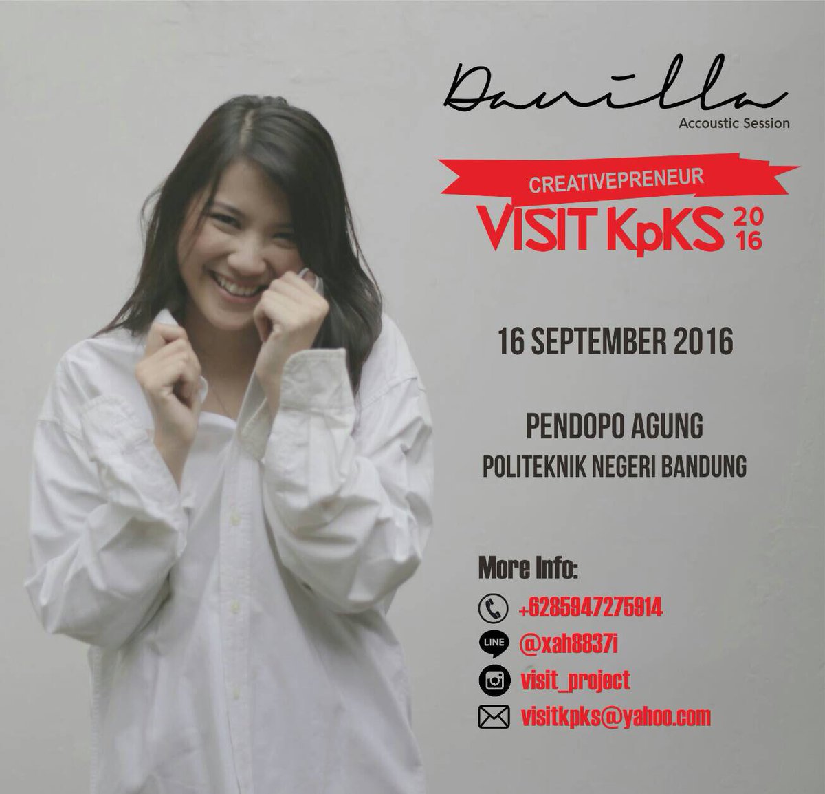 Penyanyi kelahiran 12 februari yang lagi nge hitz ini, akan menjadi salah satu bintang tamu VISIT KPKS 2016.