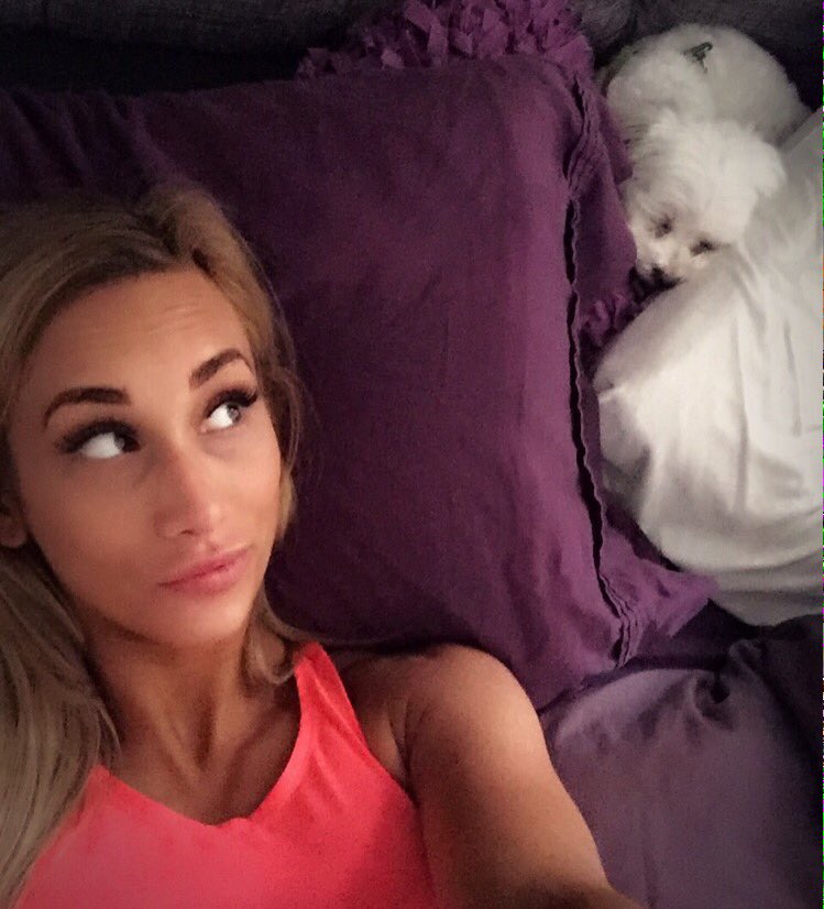 SheRulesTheRing's tweet image. Here's a pic of me and 'ma favorite fluffball for #NationalDogDay!