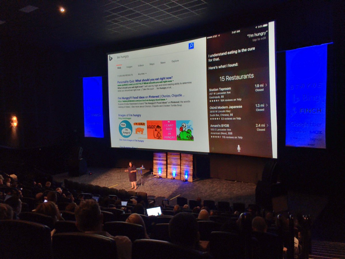 BryantGarvin's tweet photo. The awesome @purnavirji making the case easy to invest time and energy in optimizing for Voice Search #SLCDMC https://t.co/7CYkEjrMXy