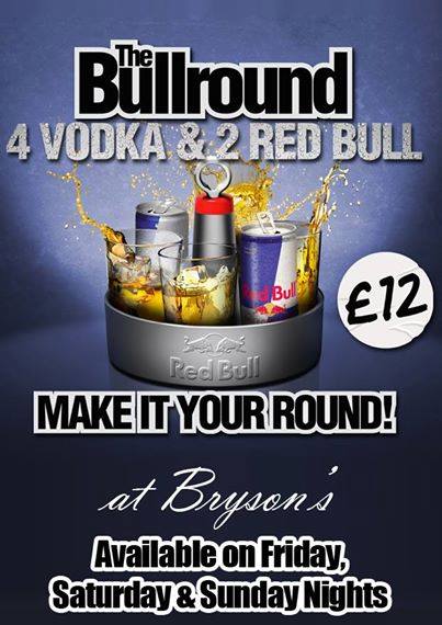 Brysons_bar's tweet image. HUGE weekend offer available at #BrysonsMagherafelt - 2 vodka &amp;amp; 4 red bull ONLY £12 #BullRound