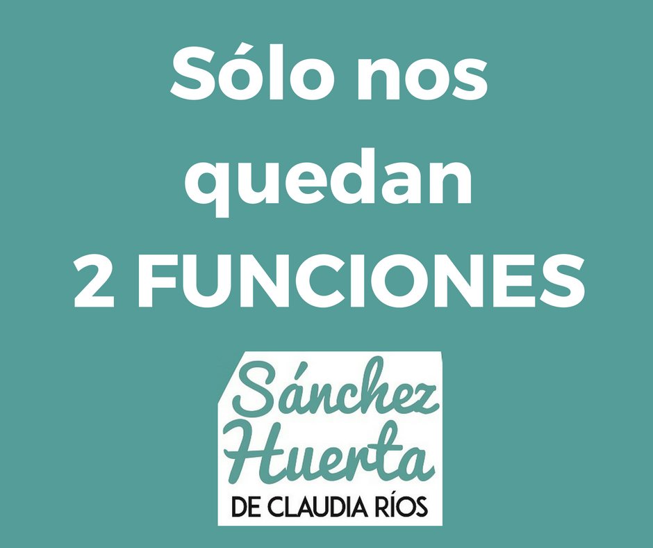 ¡HOY ES NUESTRO ÚLTIMO DÍA DE FUNCIONES!

#SanchezHuerta, 5 y 7:15 pm, <a href="/teatro_milan/">Teatro Milán</a>.

<a href="/DIFCDMX/">DIF Ciudad de México</a> <a href="/GamalielMtzCDMX/">GamalielMtz CDMX</a>