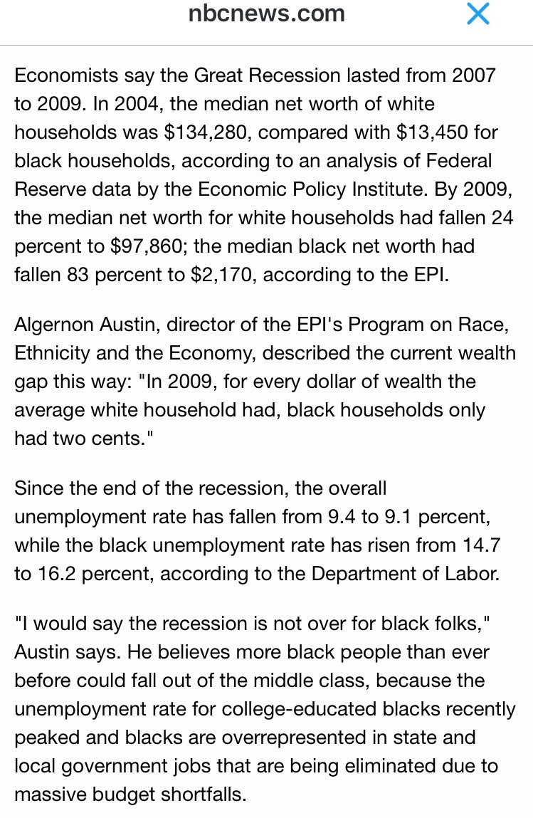 They don't want you to know the root cause is GOP malfeasance, not Black failure. http://www.nbcnews.com/id/43645168/ns/business-eye_on_the_economy/t/blacks-economic-gains-wiped-out-downturn/#.UCm-30S18Zy …
