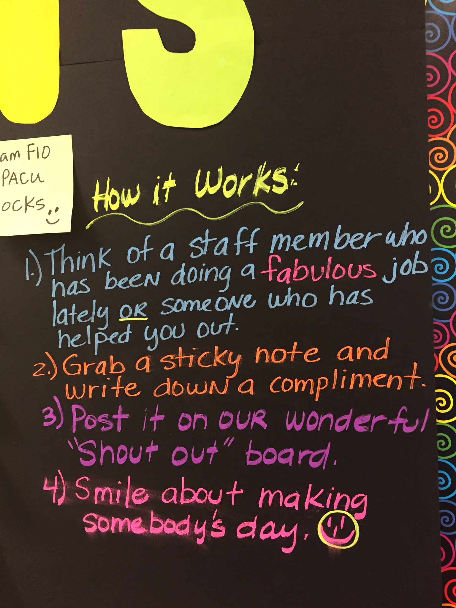 Stephanie Nolan on Twitter: "Love the Staff Shout Out Board on F10! #