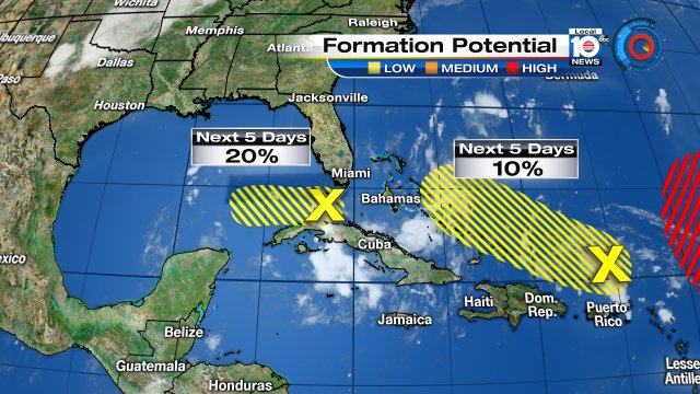 Tropical Update from @TrentAricTV  2 areas with a LOW chance of developing near South Florida in the next 5 days. https://t.co/roAvZM9FZv