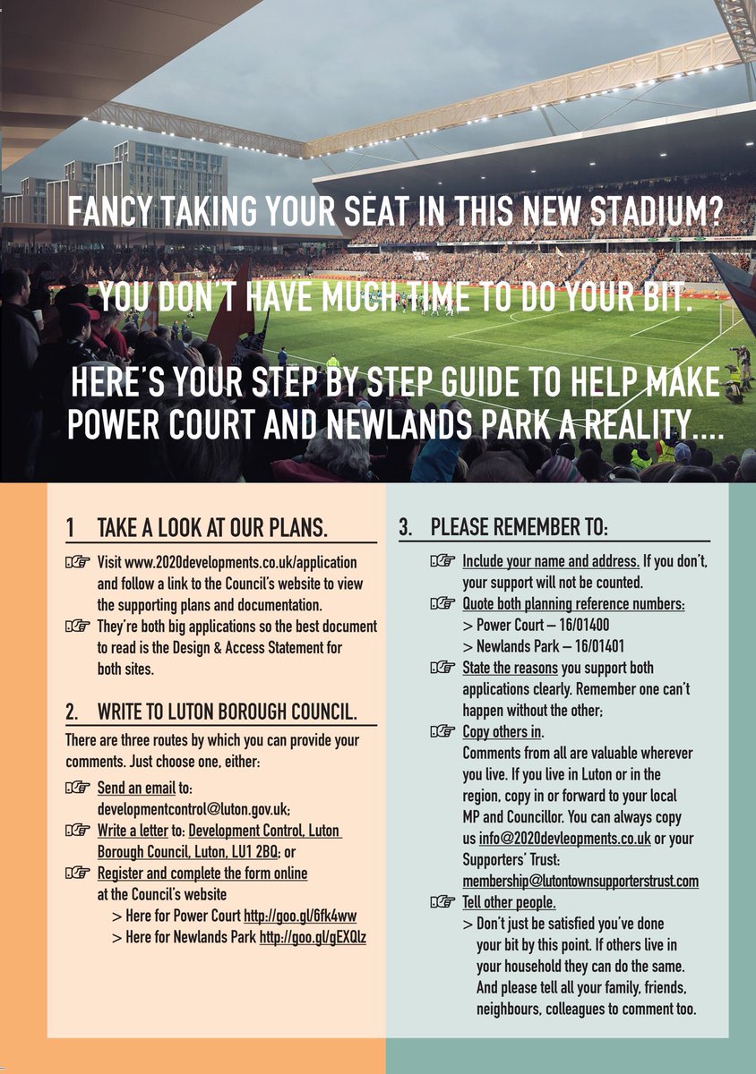 Email sent to LBC supporting @LutonTown Power Court and Newlands Park. The future starts now! #letsgetthisthingdone
