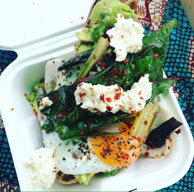 BillorBeak's tweet photo. Breakfast special 
TODAY 
@BrockleyMarket 
Fried chicken muffin &amp; the Avo on toast with seasonal veg https://t.co/lPVvjRQdUu