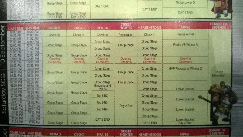 twt_dota's tweet photo. Schedule for D2. Come down to One City to watch and meet up w/ bunch of top SEA players! #SelangorCyberGames #MPLG https://t.co/tUR9RH66Yh