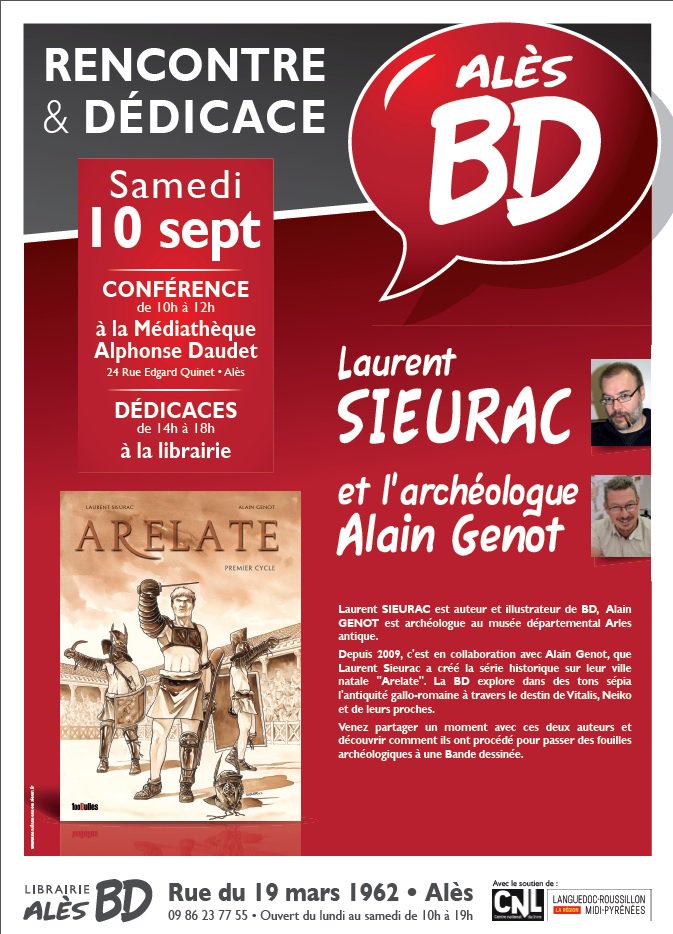 ales_bd's tweet photo. Actuellement #Arelate  à la Mediatheque d'Alès: Conference, expo et signature en présence des auteurs! https://t.co/vGsaTZveSb