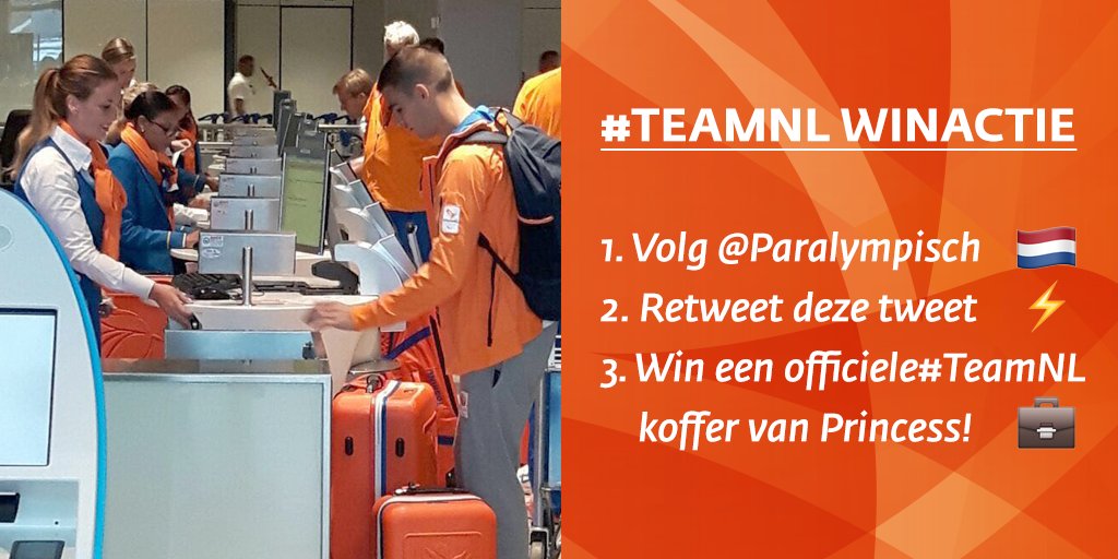 WINACTIE 🎉 Reis jij straks in de stijl van Paralympisch #TeamNL ? Volg <a href="/Paralympisch/">Paralympic TeamNL</a>, retweet en win een 💼!