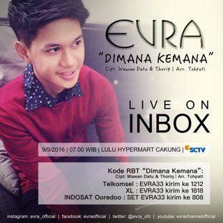 Tomorrow bang EVRA live at Inbox, don't miss it teman-teman #EVRA #evrangers #EVRAliveINBOX