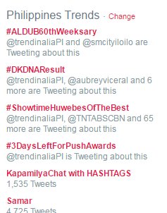 KapamilyaV's tweet image. KapamilyaChat with HASHTAGS is currently trending 5th spot nationwide.