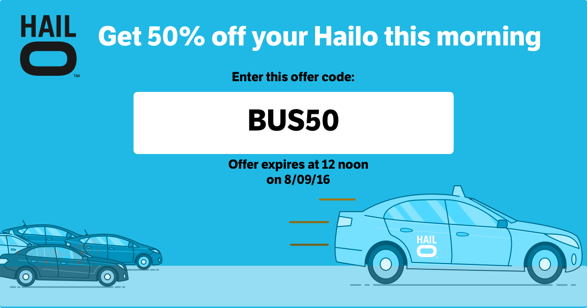 Good things come to those who wait. Here is 50% off your Hailo before noon today #BusStrike bit.ly/2coYXGl
