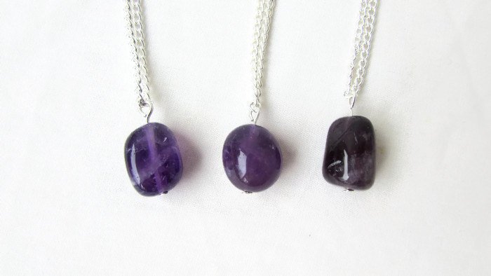 Amethyst pendant necklace, simple purple necklace, semi precious ge… tuppu.net/17120dc3 #Etsy #AmythystNecklace