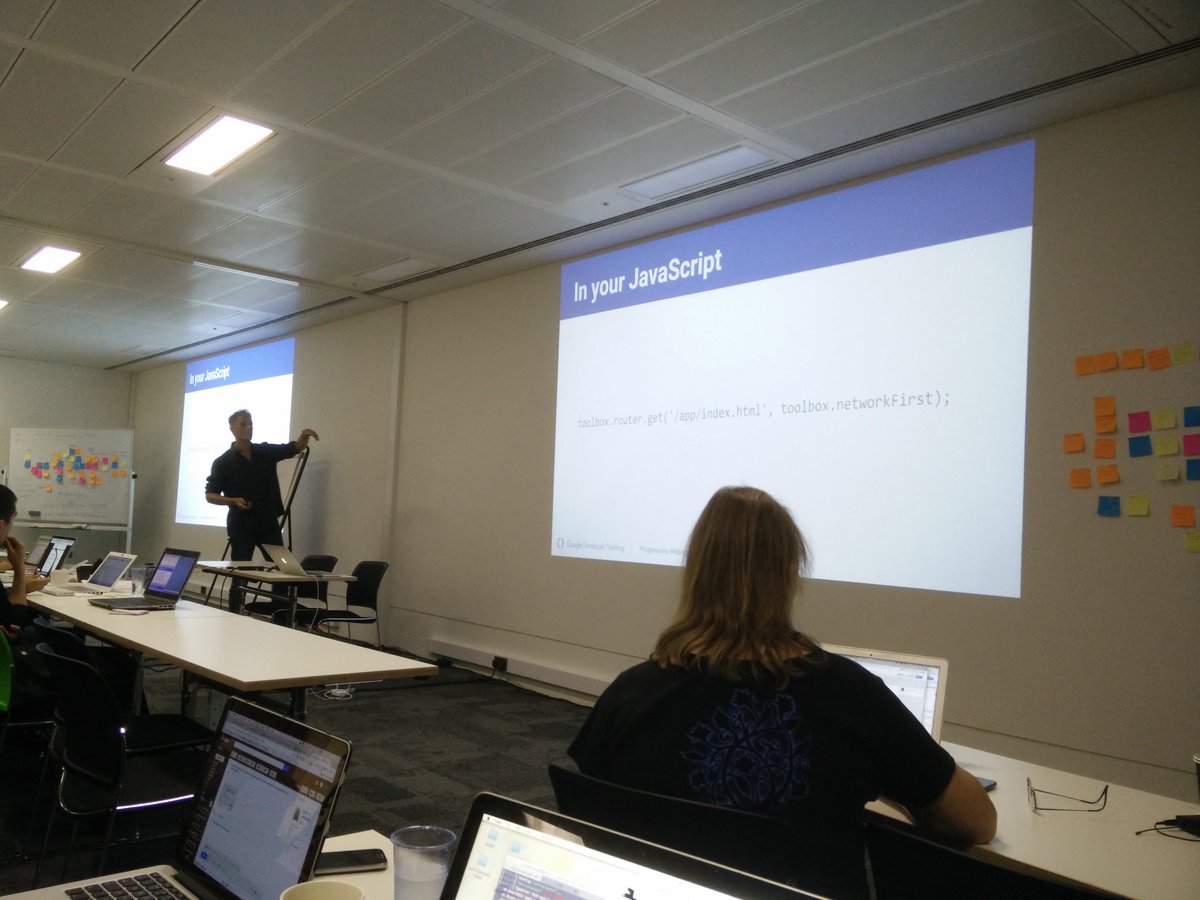 g_perales's tweet photo. Starting with sw-toolbox. Routes and different kinds of caching strategies #learningpwa https://t.co/ZX5hn1Ocb8