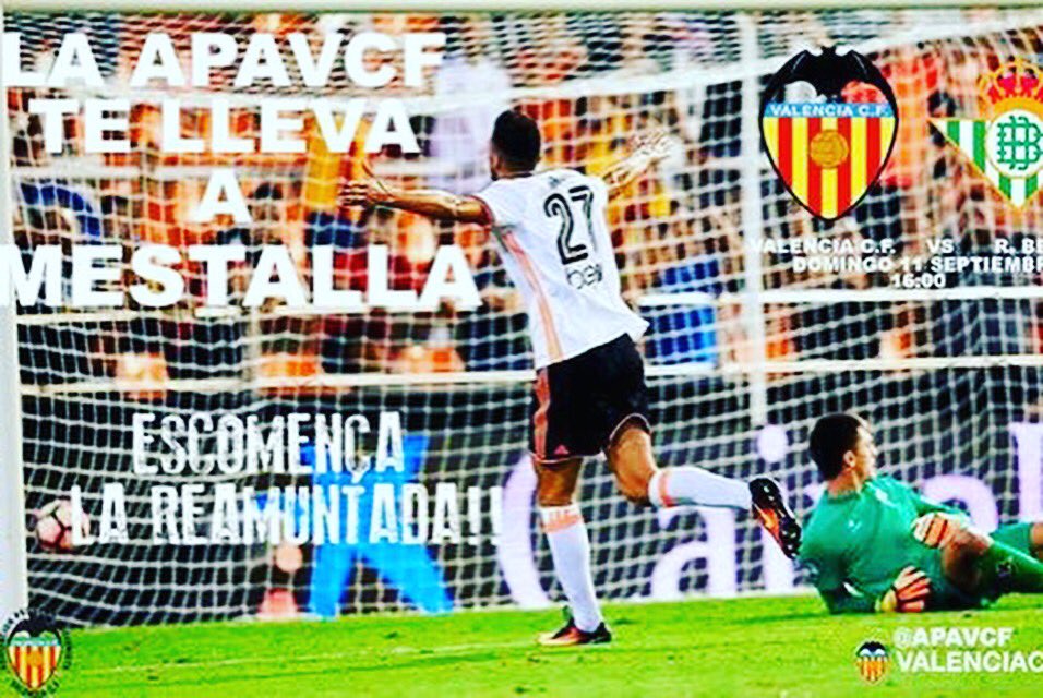 La #APAVCF sortea 4 entradas para el partido #ValenciaBetis de #LaLiga. Solamente tienes que seguirnos y hacer RT