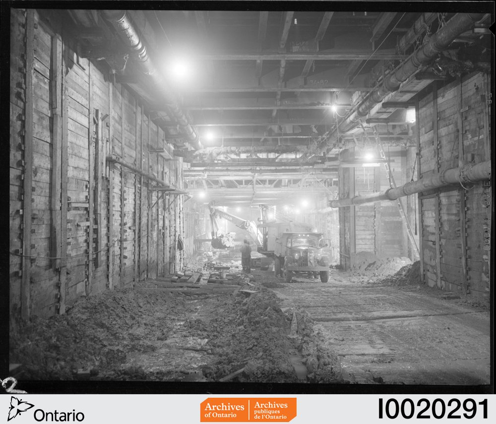 ArchivesOntario's tweet image. #OTD in 1949, construction began on the Yonge-University subway line in #CityofTOCanada's 1st subway!