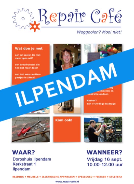 Vrijdag 16 september van 10.00 tot 12.00 uur, eerste Repair Café in Ilpendam! Meer info: debolder.com/events/repair-…