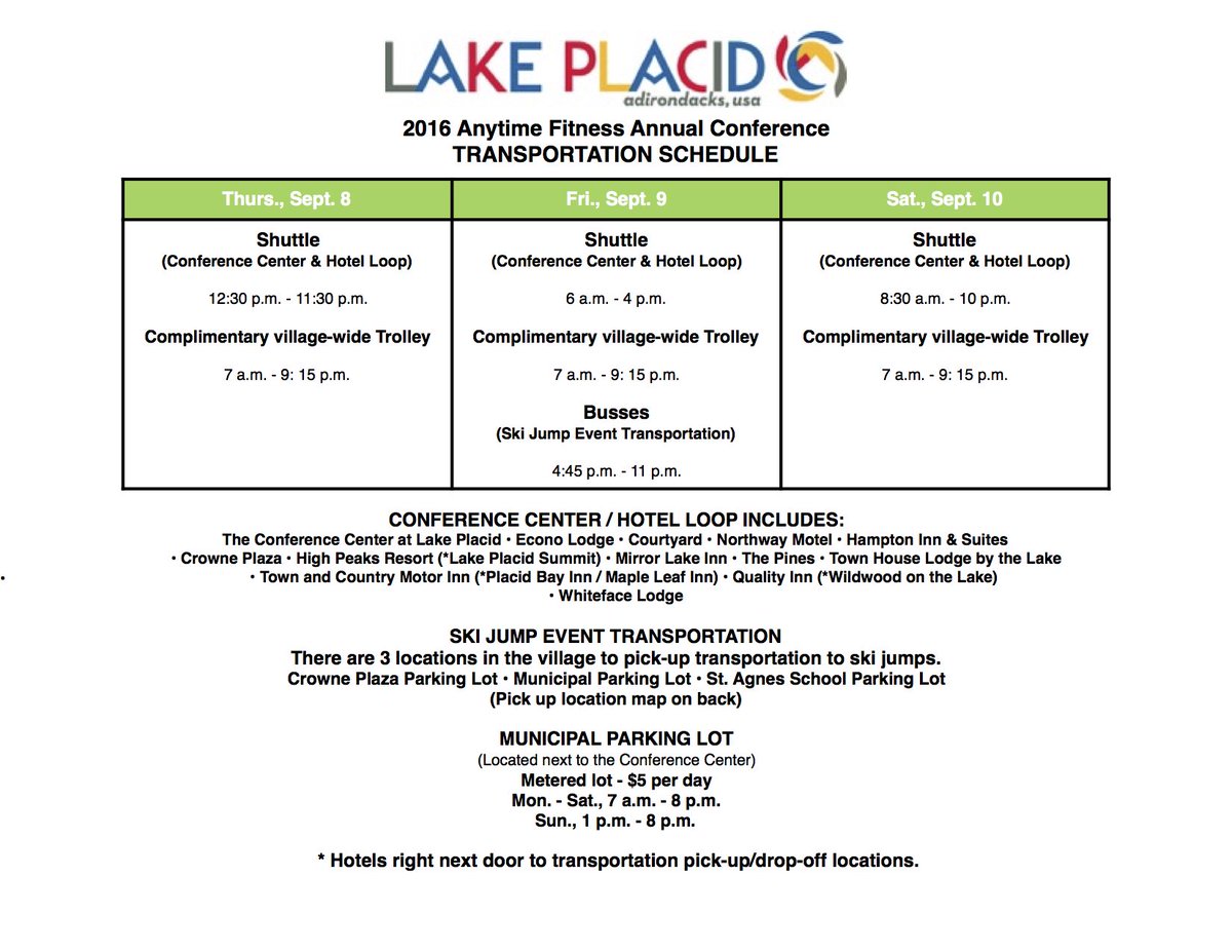 MeetMeinLP's tweet image. Here is a schedule for complimentary transportation for the Anytime Fitness &amp;amp; Waxing the City conference #ItsOurTime