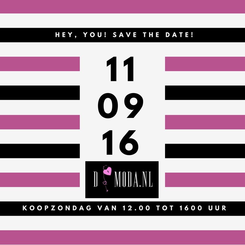 DModa_nl's tweet image. Op 11 september kunt u zichzelf weer verwennen tijdens onze #koopzondag! Kom langs tussen 12.00 en 16.00 uur.