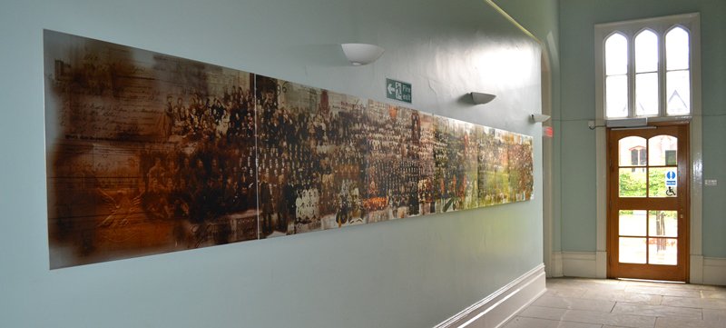 YorkStJohn's tweet photo. Alumni Abundantes, by former student Catherine Scrivens, hangs in the Uni's Lord Mayor's Walk entrance #175things https://t.co/456OM6XHow