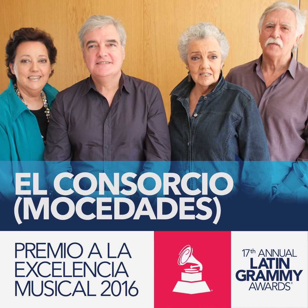 LatinGRAMMYs's tweet photo. ¡Felicidades a El Consorcio (Mocedades)! Premio A La Excelencia Musical 2016… https://t.co/sED8KllMCB https://t.co/Cbxy0ottEY