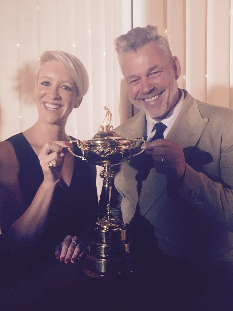 georgiebingham's tweet photo. Brilliant night with our @RyderCupEurope captain @DarrenClarke60! LEGEND. #BRINGITHOME @yourgolftravel https://t.co/iYs80JGIZT