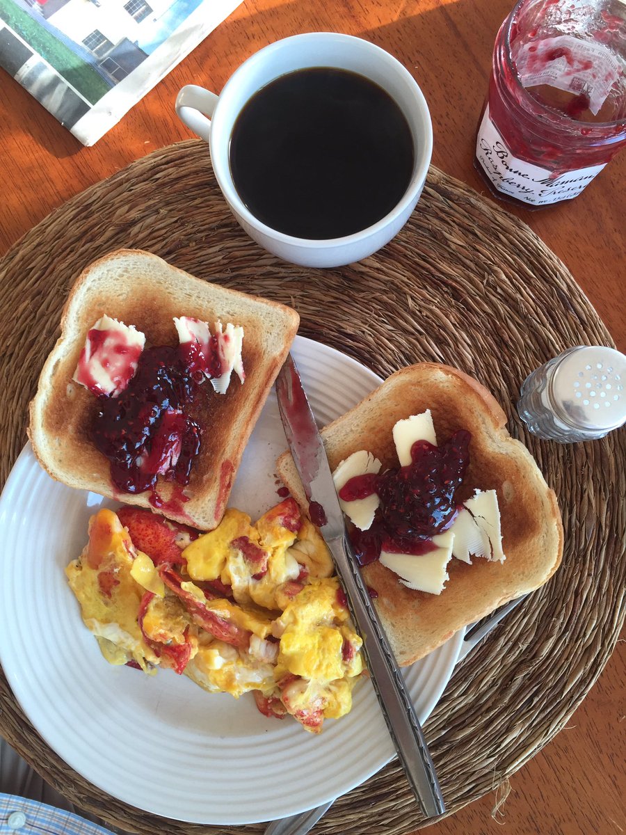 Lobster omelette for breakfast.