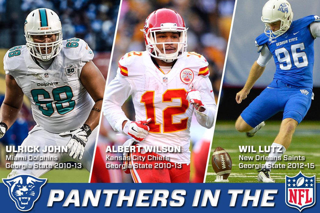 As NFL season begins tonight, congrats and good luck to our 3 #PANTHERPROS! <a href="/iThinkIsee12/">Albert Wilson II</a> <a href="/wil_lutz5/">Wil Lutz</a> <a href="/Ujohn1John/">Ulrick john</a>