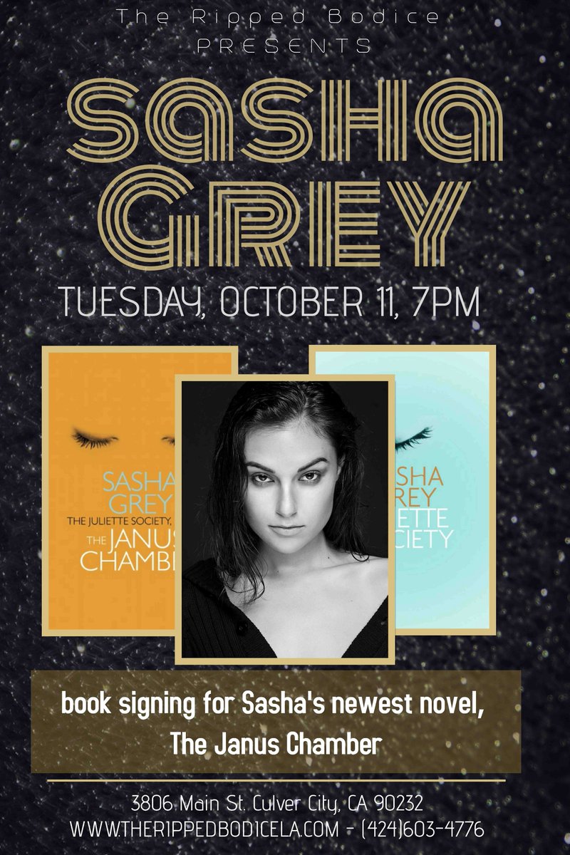 SashaGrey's tweet image. I'll be signing copies of my new novel @JulietteSociety :The Janus Chamber in LA: 10/11 @TheRippedBodice &amp;lt;3