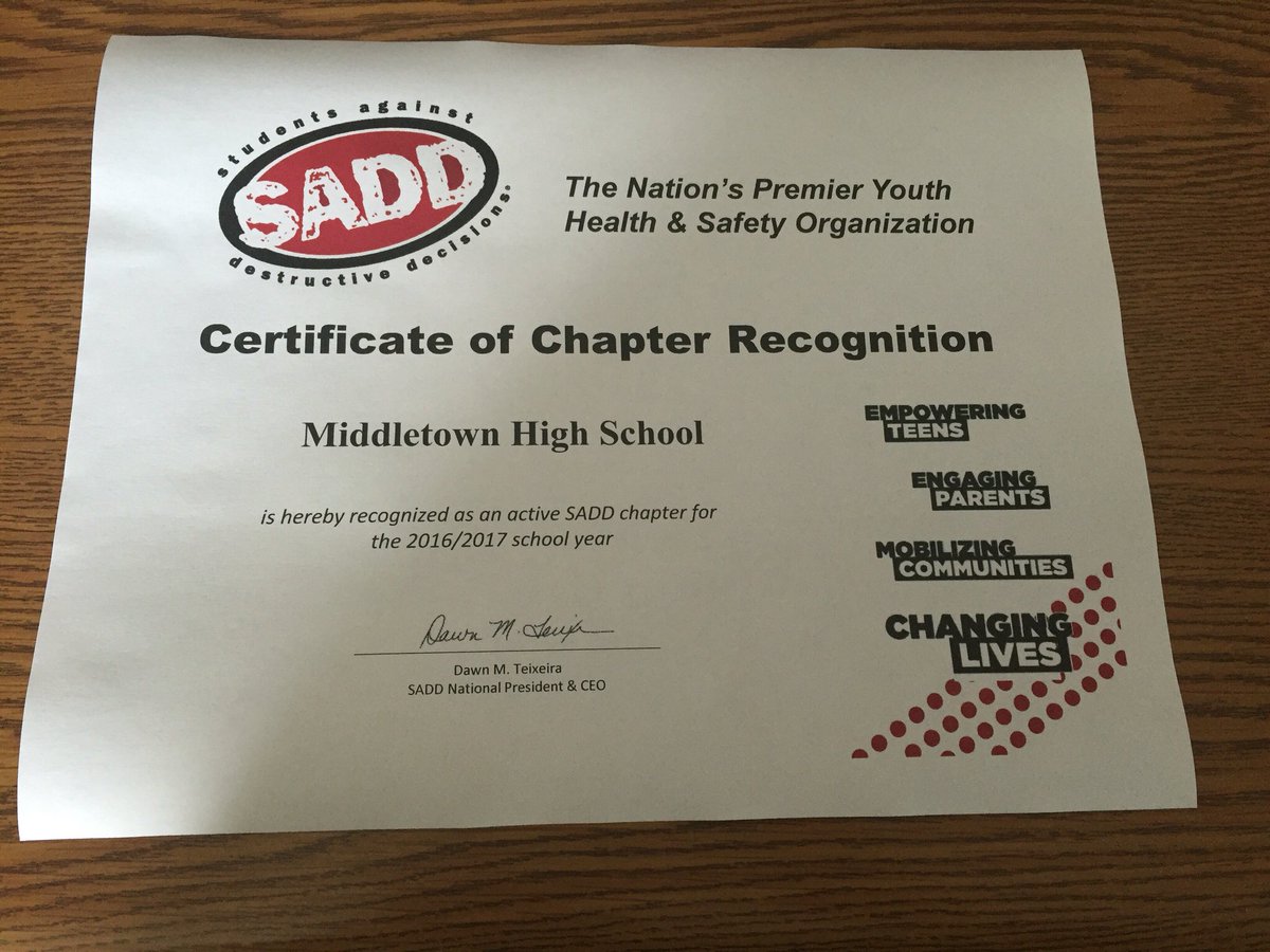 MiddletownSADD's tweet photo. Recognition! #mhsSADD https://t.co/x90TNnI3yh