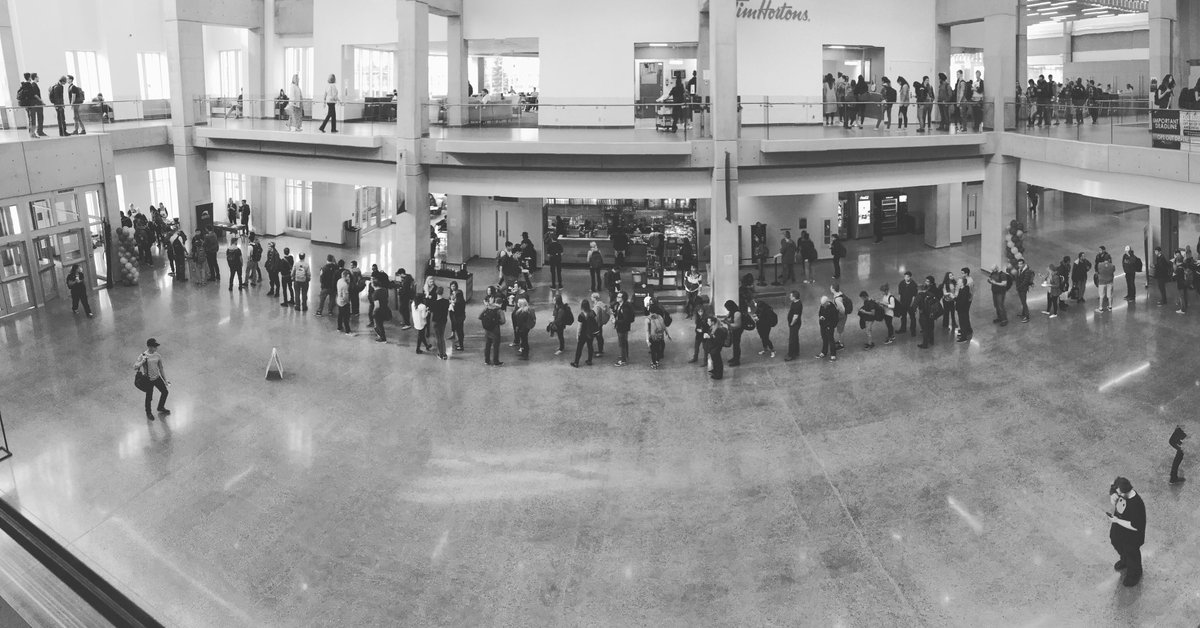 Redsparrow__'s tweet photo. Holy smokes! Line longer than Timmies for @NAITSA pancakes this morning! @johnperozok @tamaraxox @Kate_Spencer_ https://t.co/nqVX9XSLj3
