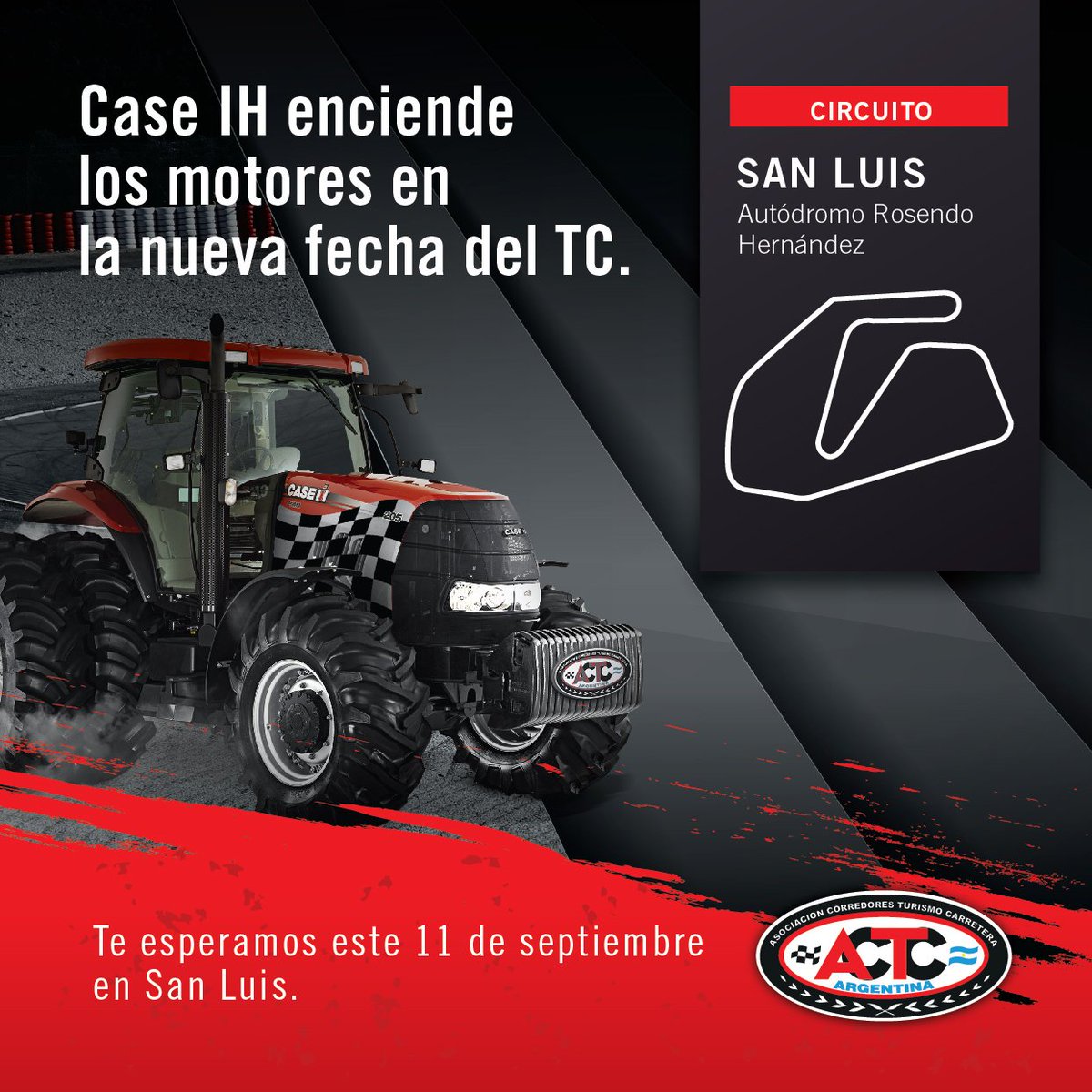 CaseIHArg's tweet photo. ¡Los esperamos nuevamente en esta emocionante fecha del #TCenSanLuis! #CaseIHArgentina #ACTCon16 #FelizJueves https://t.co/Dw5tQEehbG