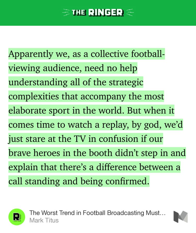 SureStep_MI's tweet image. “Apparently we, as a collective football-viewing audience, need no help…” — @clubtrillion theringer.com/stop-explainin…