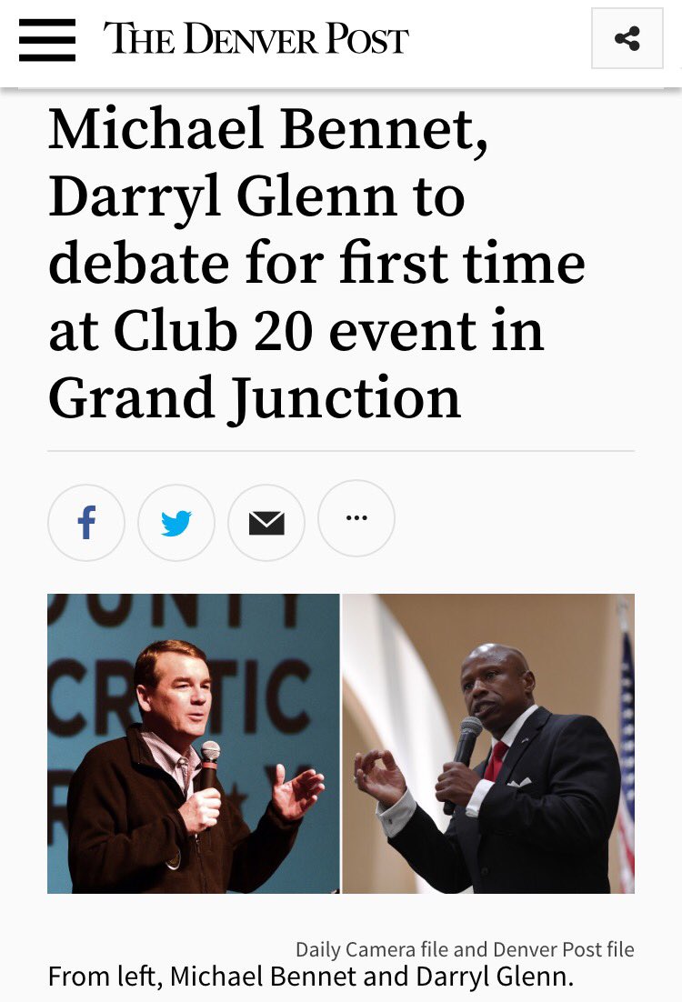 Hey Grand Junctionites- do you know about the senate debate this weekend? Michael Bennet and Darryl Glenn go 🗣 to 🗣