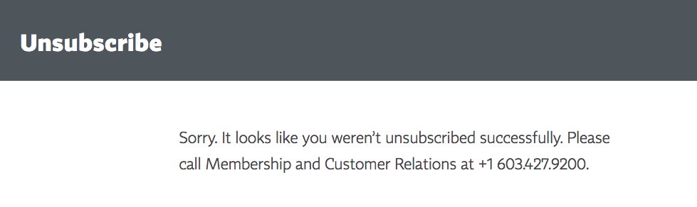 vigeek's tweet photo. Broken over a month, @PrivacyPros. Can you let me know when your unsubscribe links work &amp; comply with #CASL? https://t.co/zqJ65CWWeB