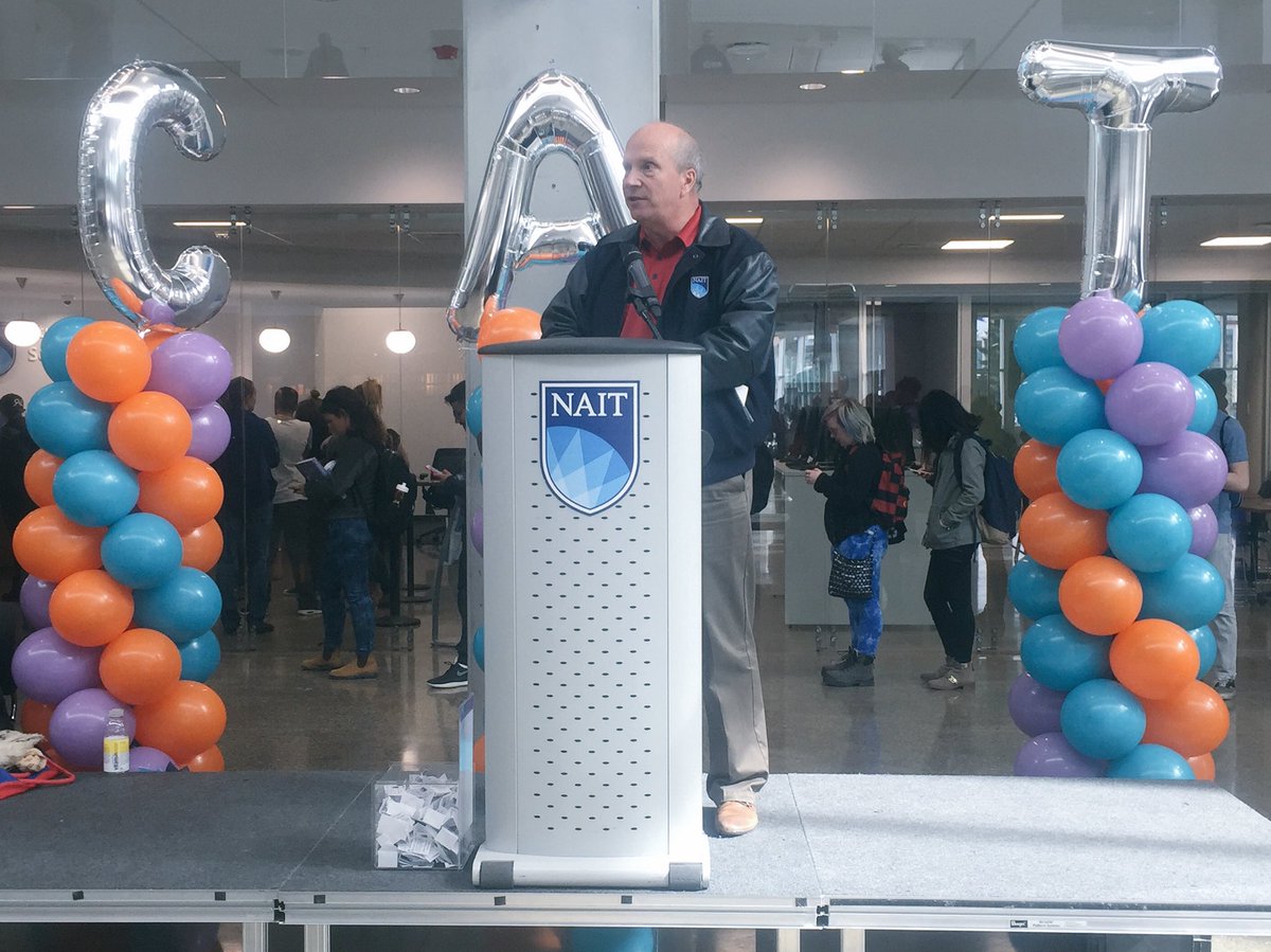 NAIT's tweet photo. Our @GlennFeltham officially welcomes students to the Centre for Applied Technology. #NAITbacktoschool #NAIT https://t.co/VPtrBffB14