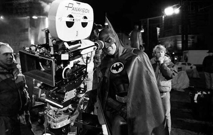 Michael Keaton behind the scenes of 'Batman' in 1989.