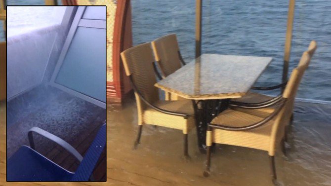 InsideEdition's tweet photo. Don’t rock the boat: A terrifying moment as a cruise ship suddenly tilts in the ocean. https://t.co/EDWqkQqLj8 https://t.co/t0w4MJJldk
