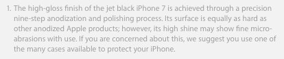 DigitalTrends's tweet image. Anyone else notice this disclaimer for the Jet-Black iPhone 7 on Apple&apos;s website? #AppleEvent