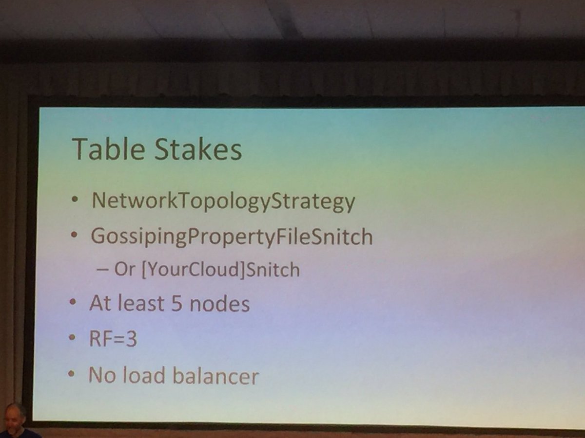 Less than 5 nodes? You aren't thinking HA in production. #truth Machines and networks fail. #Cassandra <a href="/rs_atl/">Robbie Strickland</a>