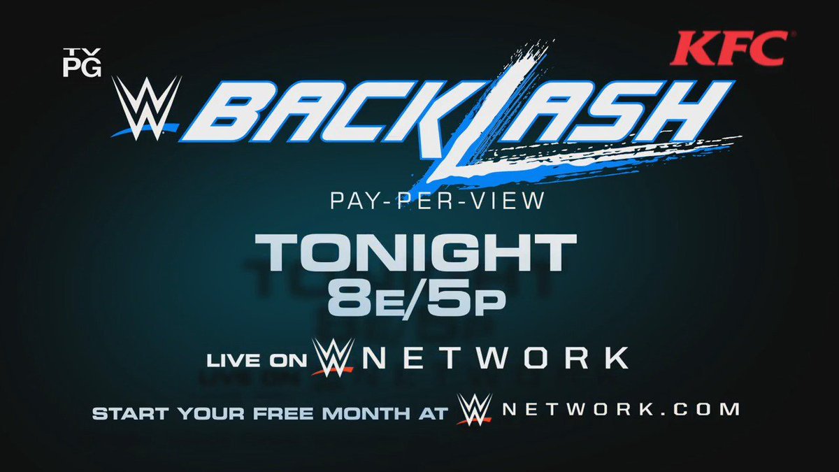 On the road, but always watching #SDLive. TONIGHT is #TeamBlue's first PPV, #WWEBacklash!