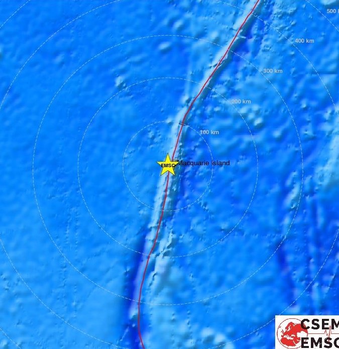 Terremoto Oggi M6.3 Isole Macquarie (Australia, Mari antartici), no allarme tsunami